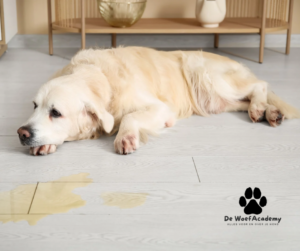 Foto van liggende hond in een huis ter illustratie van een hond die plast in huis